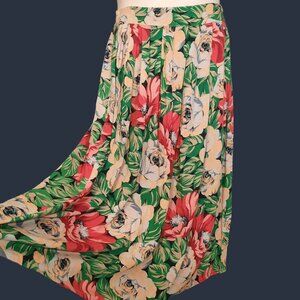 Vintage 80s Floral Swing Skirt Womens Size M Rose Print Cottagecore Romantic
